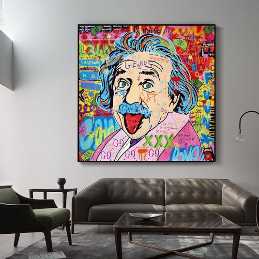 Famous Scientist Einstein Canvas Wall Art-GraffitiWallArt