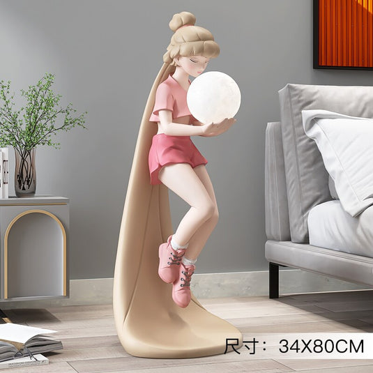 Fashion Girl Figure Statue Sculpture Ornament-GraffitiWallArt