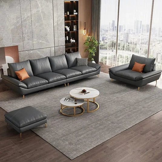 Faux Leather Designer Plaza Sofa Set-GraffitiWallArt