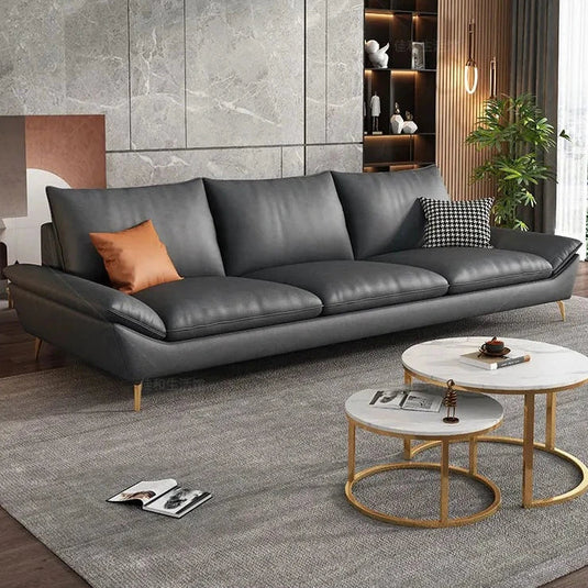 Faux Leather Designer Plaza Sofa Set-GraffitiWallArt