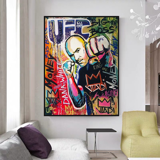 Fighting Boxer Canvas Wall Art-GraffitiWallArt