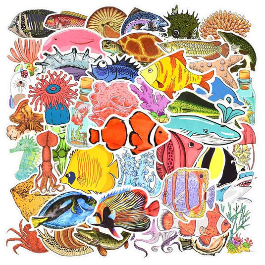 Fish Stickers Pack - Diverse Collection of Fishy Stickers-GraffitiWallArt