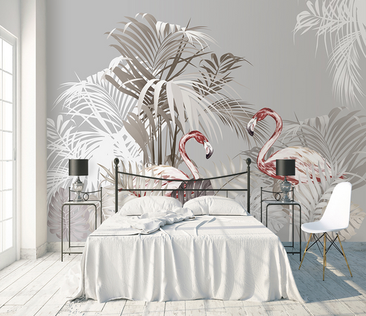 Flamingo Theme Wallpaper Murals-GraffitiWallArt