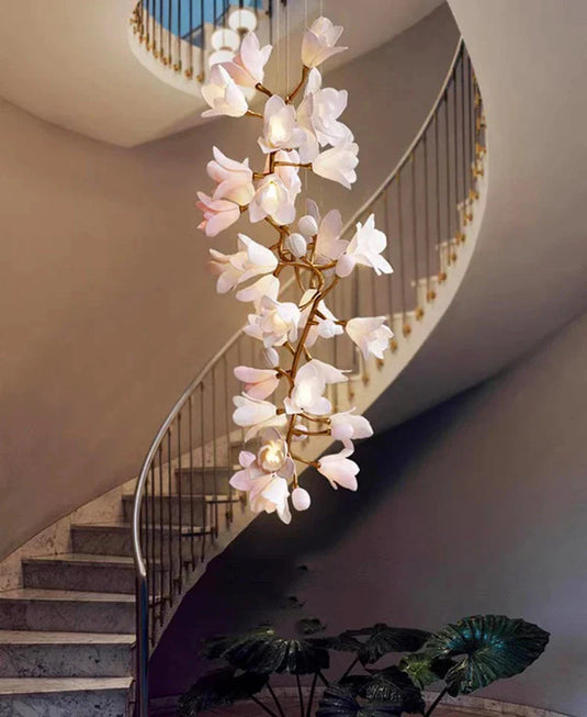 Floral Bunch Staircase Chandelier Lighting-GraffitiWallArt