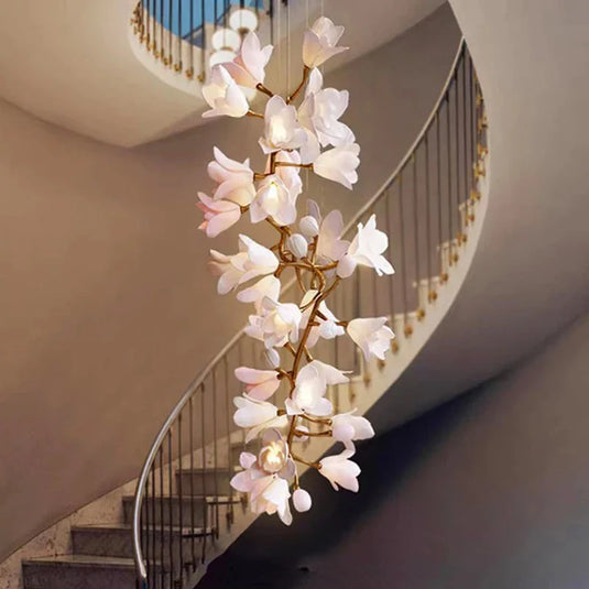 Floral Bunch Staircase Chandelier Lighting-GraffitiWallArt