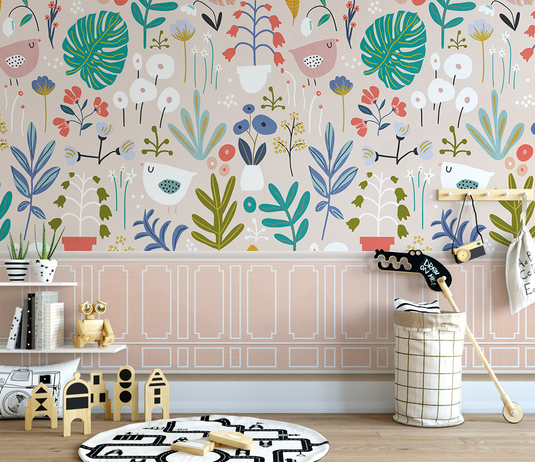 Floral Leaves Wallpaper Murals - Transform your walls-GraffitiWallArt