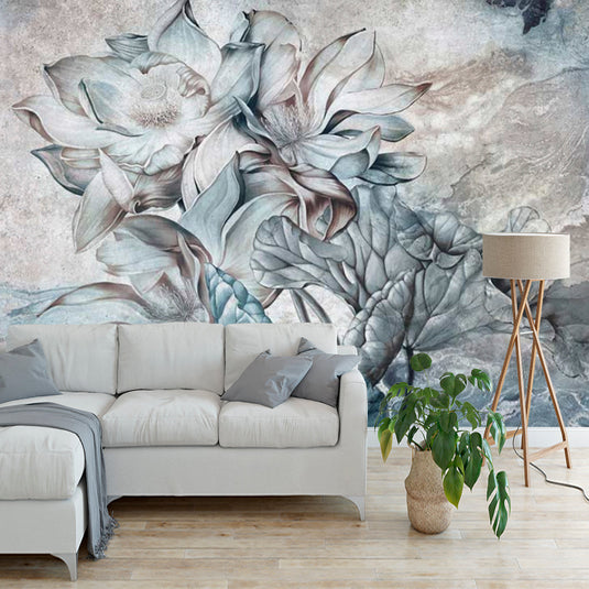 Floral Wallpaper Mural - Tropical Retro Theme-GraffitiWallArt