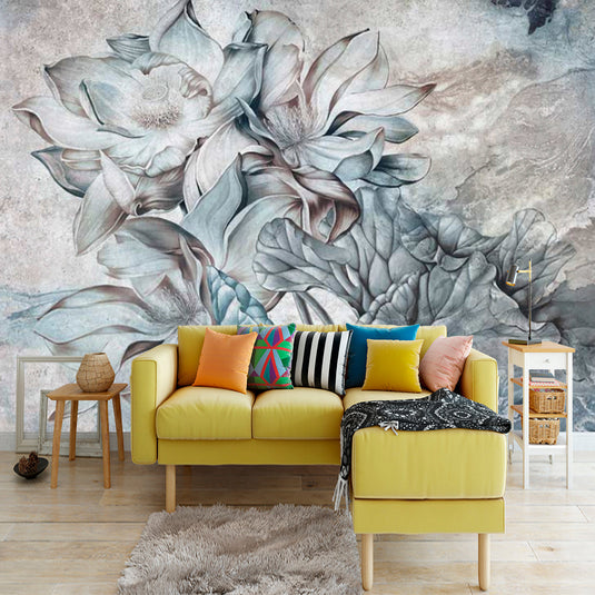 Floral Wallpaper Mural - Tropical Retro Theme-GraffitiWallArt