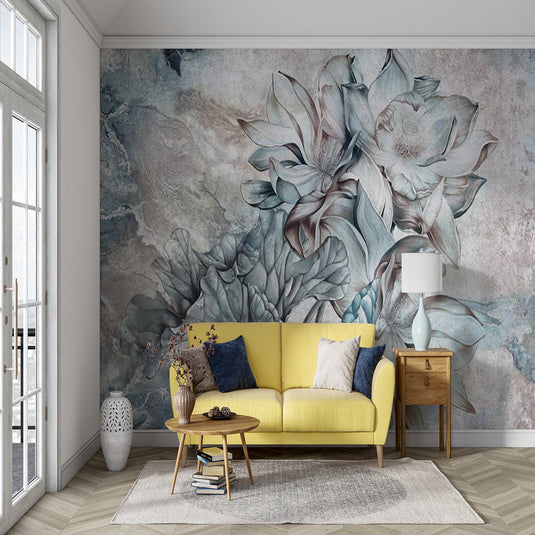 Floral Wallpaper Mural - Tropical Retro Theme-GraffitiWallArt