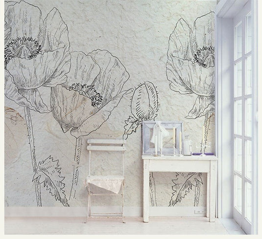 Flowers Wallpaper Mural: Vibrant Floral Designs for Walls-GraffitiWallArt