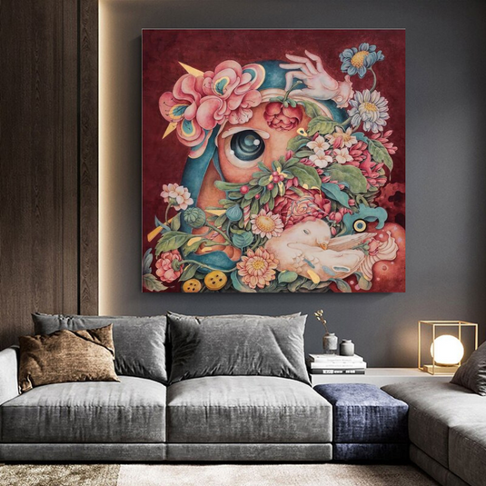 Flowery Canvas Wall Art-GraffitiWallArt