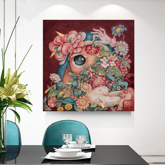 Flowery Canvas Wall Art-GraffitiWallArt