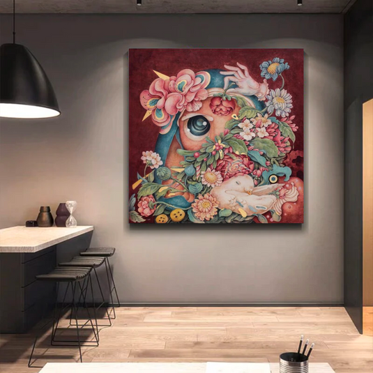 Flowery Canvas Wall Art-GraffitiWallArt