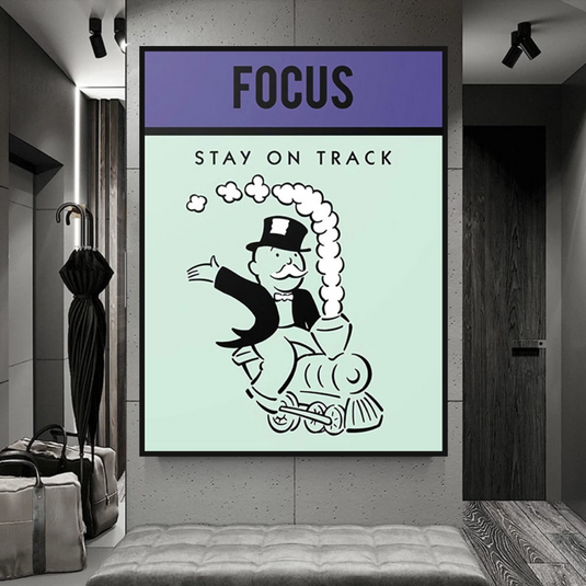 Focus Stay on Track: Monopoly Canvas Wall Art-GraffitiWallArt