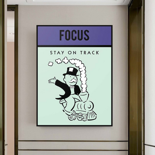 Focus Stay on Track: Monopoly Canvas Wall Art-GraffitiWallArt