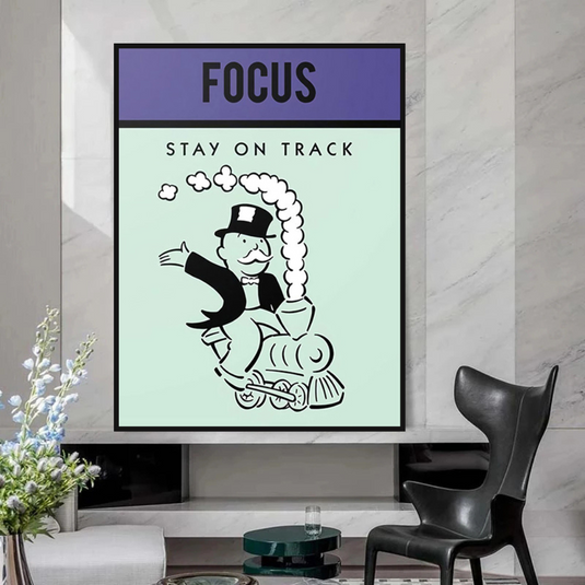 Focus Stay on Track: Monopoly Canvas Wall Art-GraffitiWallArt