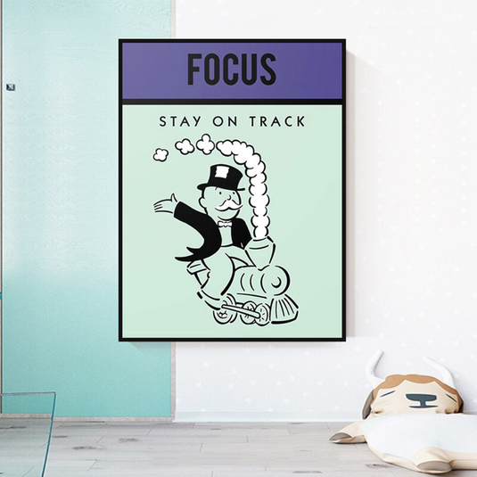 Focus Stay on Track: Monopoly Canvas Wall Art-GraffitiWallArt