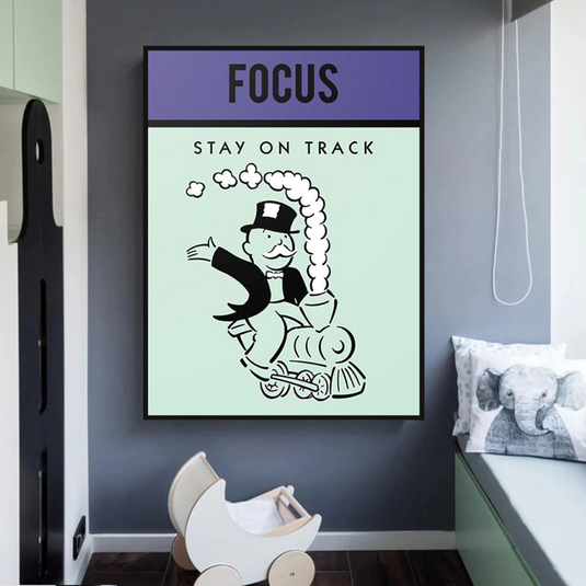 Focus Stay on Track: Monopoly Canvas Wall Art-GraffitiWallArt