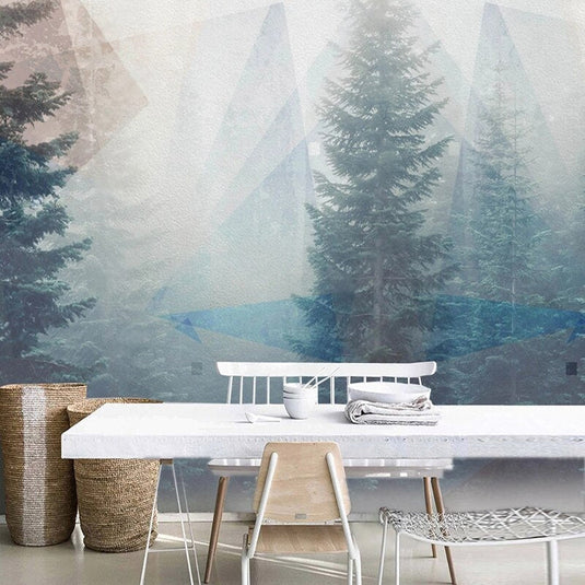 Foggy Forest Natural Scenery Wallpaper for Home Wall Decor-GraffitiWallArt