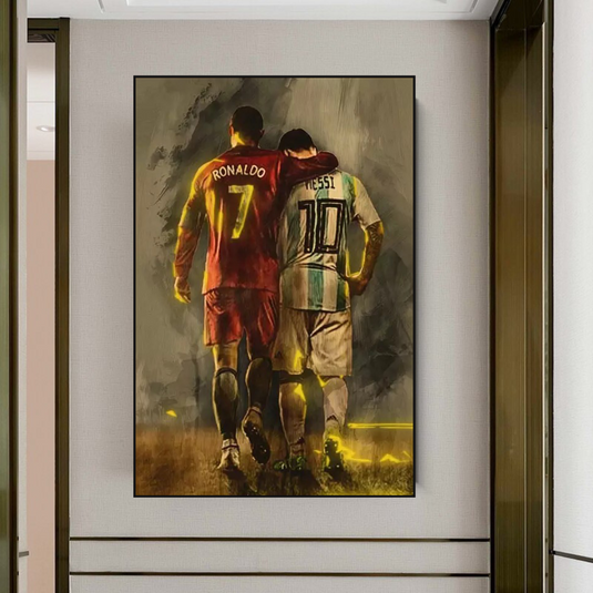 Football Stars Ronaldo and Messi Canvas Wall Art-GraffitiWallArt