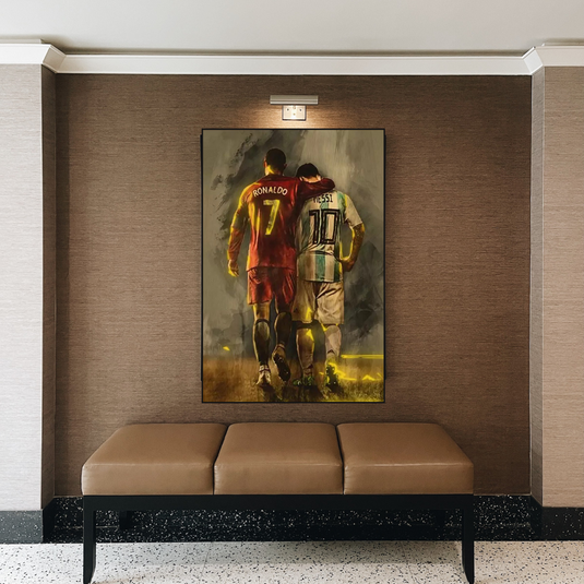 Football Stars Ronaldo and Messi Canvas Wall Art-GraffitiWallArt