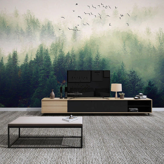 Forest Birds Wallpaper: Stunning Nature Design-GraffitiWallArt