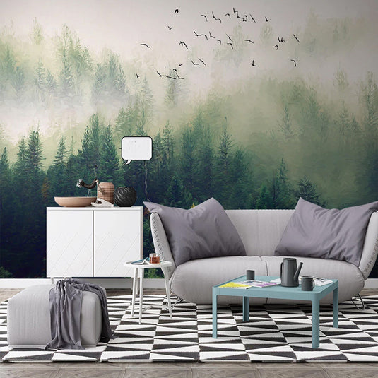 Forest Birds Wallpaper: Stunning Nature Design-GraffitiWallArt