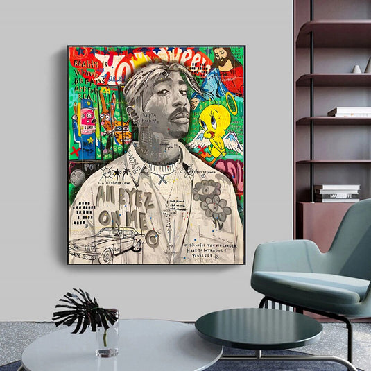 Freddie Mecury Singer Hip Hop Canvas Wall Art-GraffitiWallArt