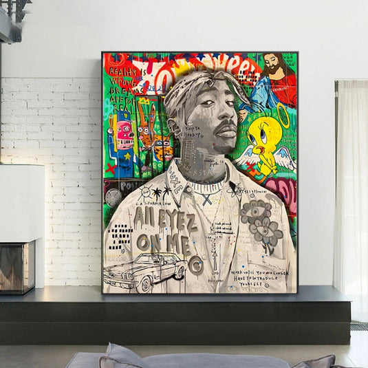 Freddie Mecury Singer Hip Hop Canvas Wall Art-GraffitiWallArt