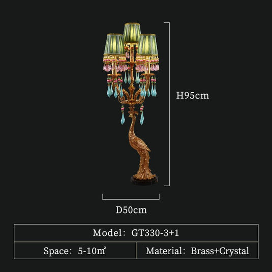 French Rococo Peacock Floor Lamp - Elegant Lighting-GraffitiWallArt