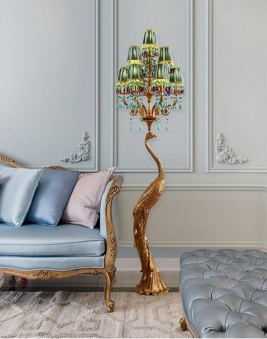 French Rococo Peacock Floor Lamp - Elegant Lighting-GraffitiWallArt