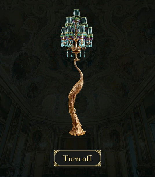 French Rococo Peacock Floor Lamp - Elegant Lighting-GraffitiWallArt