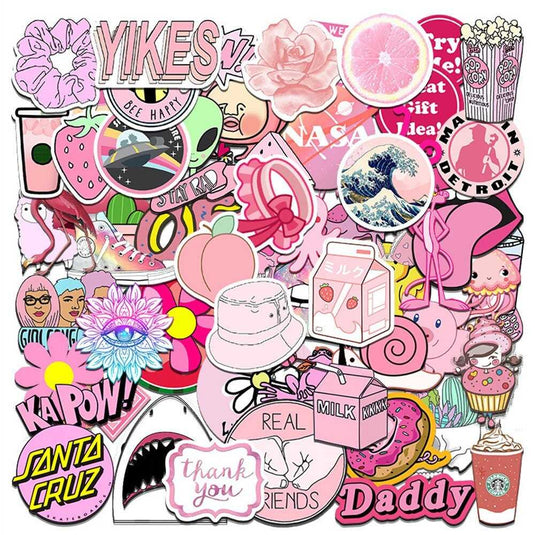 Fresh Pink Stickers Pack - Famous Waterproof Bundle-GraffitiWallArt