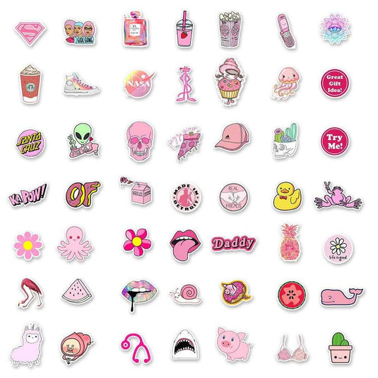 Fresh Pink Stickers Pack - Famous Waterproof Bundle-GraffitiWallArt