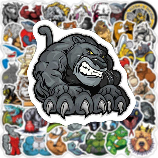 Funny Meme Muscle Animal Cartoon Stickers-GraffitiWallArt