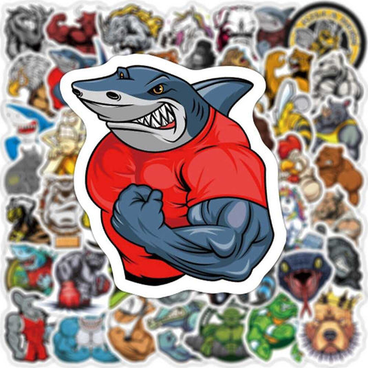 Funny Meme Muscle Animal Cartoon Stickers-GraffitiWallArt