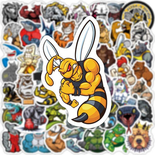 Funny Meme Muscle Animal Cartoon Stickers-GraffitiWallArt