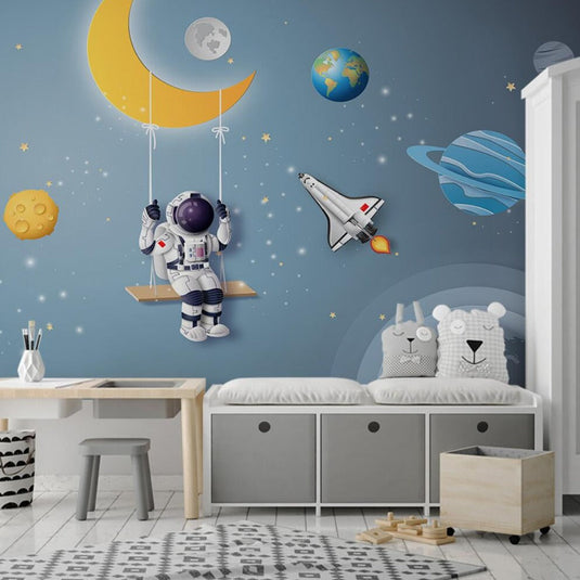 Galactic Adventures Space Rocket Wallpaper-GraffitiWallArt