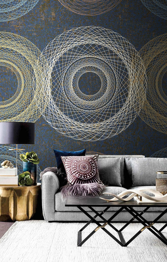 Geometric Circular Vision Wallpaper Mural-GraffitiWallArt