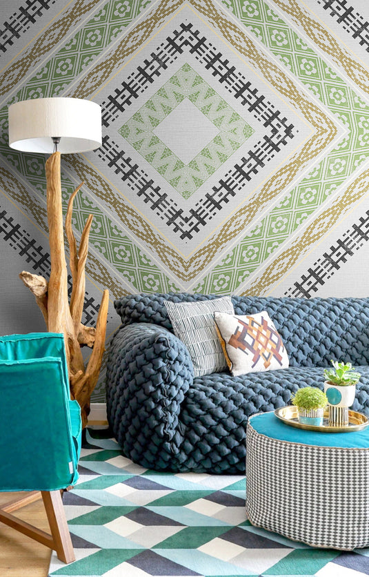 Geometric Diagnosis Wallpaper Mural-GraffitiWallArt