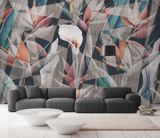 Geometric Floral Wallpaper Murals: Perfect for Modern Décor-GraffitiWallArt