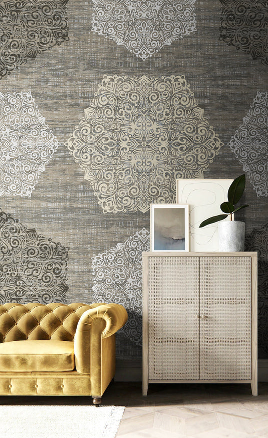 Geometric Hexagon Mandala Wallpaper Mural-GraffitiWallArt