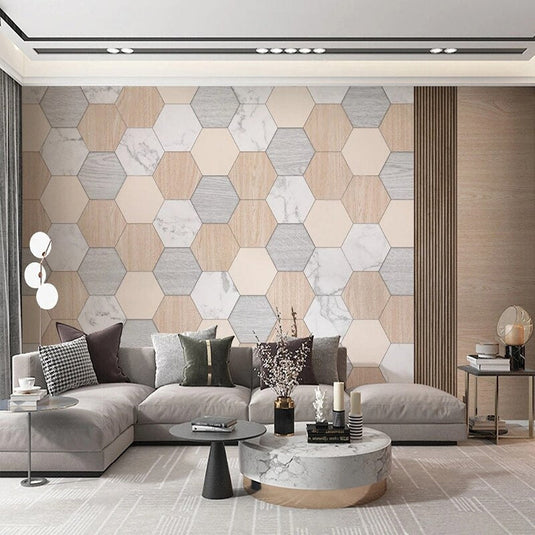 Geometric Hexagon Wallpaper for Home Wall Decor-GraffitiWallArt