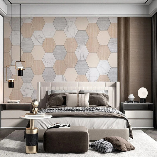 Geometric Hexagon Wallpaper for Home Wall Decor-GraffitiWallArt