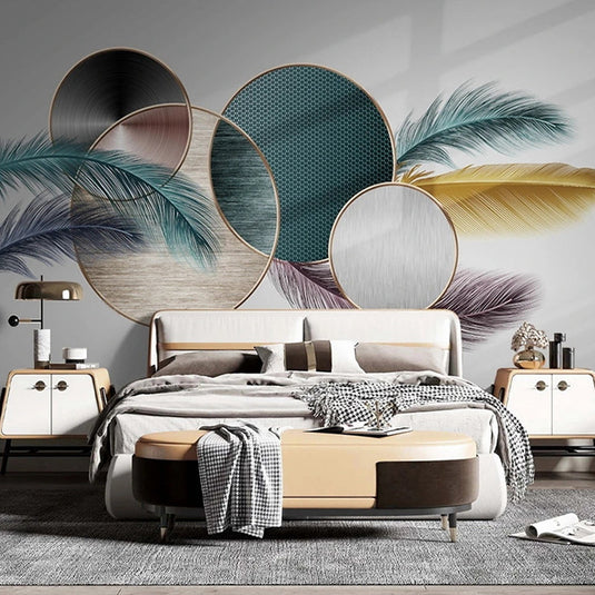 Geometric Leafs Wallpaper: Transform Your Space-GraffitiWallArt