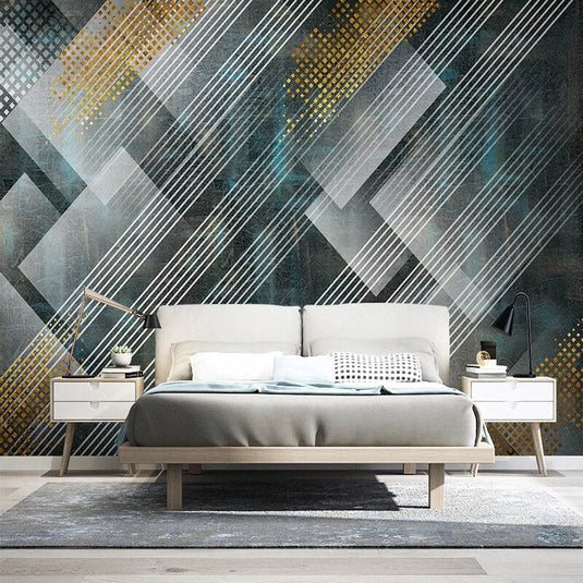 Geometric Lines Wallpaper for Home Wall Decor-GraffitiWallArt