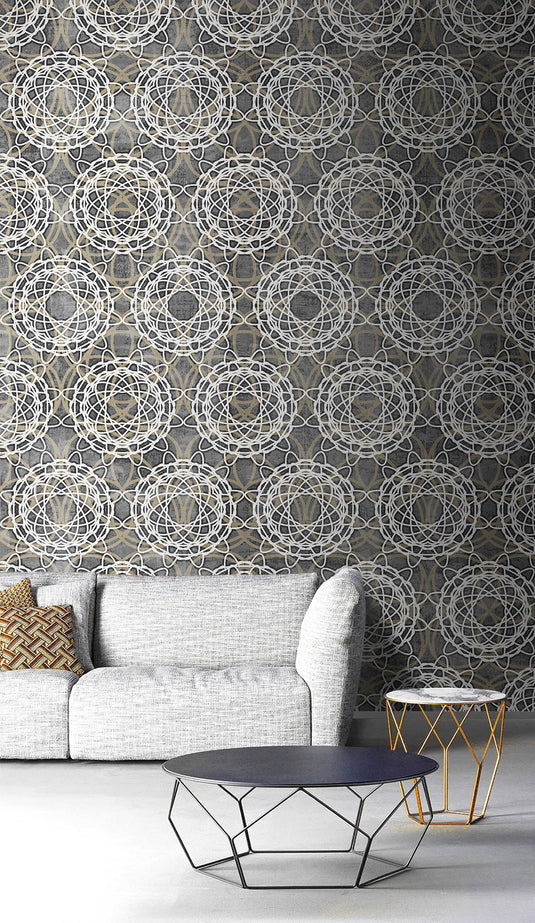 Geometric Mandala Reunion Wallpaper Mural-GraffitiWallArt