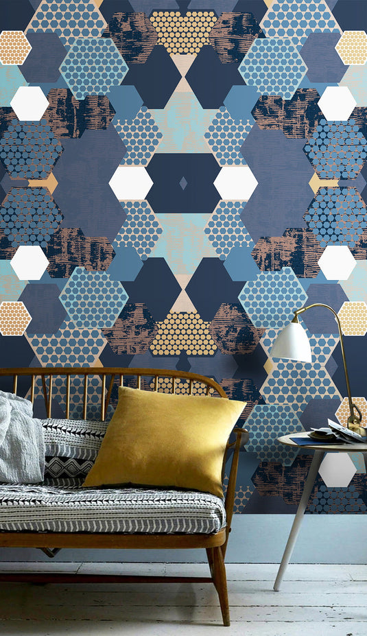 Geometric Mergers Wallpaper Mural-GraffitiWallArt