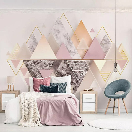 Geometric Mountains Triangle Wallpaper for Home Wall Decor-GraffitiWallArt