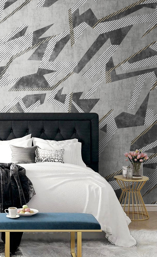 Geometric Rock Grooves Wallpaper Mural-GraffitiWallArt